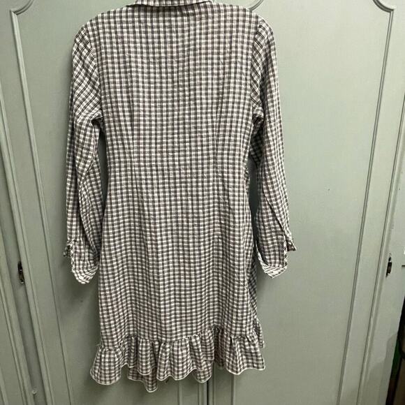 Missguided Maternity Plaid Size 4 Dress Ruffle Hem Buttons V-Neck - Picture 3 of 4